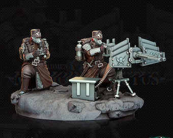 Sci-Fi Miniature Heavy Machine DualGun Army Veterans | 4 Sizes /Scales | Resin Mini | Morior Heavy infantry