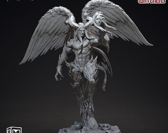 Saraula Miniature – Corrupted Angel Warrior | 5 Sizes Resin RPG Model