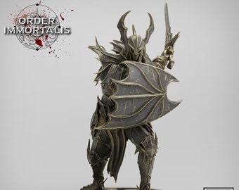 Sword and Shield Fighter Miniature | Guarded Knight Warrior | Resin RPG Figure