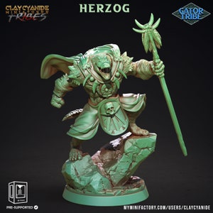 Crocodilian Cleric, Druid, Lizardfolk Lizardman | 28mm, 32mm, 75mm,100mm Scale Resin Miniature | Dungeons and Dragons Miniatures| Pathfinder