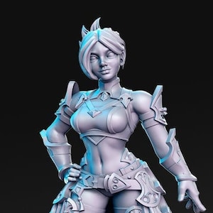 Pinup Female Swashbuckler Fighter | 28mm, 32mm and 75mm Scale Miniature | | Sexy Female unpainted resin Figurine mini -D&D