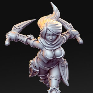 Pinup Female Rogue Assassin | 28mm Scale | 32mm Scale Miniature | 75mm Scale | Sexy Female unpainted resin Figurine mini - D&D