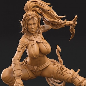 Elf Pinup Female Fighter Assassin Rogue PC or NPC | 28mm, 32mm Scales also 50mm and 100mm | Dungeons and Dragons | Pathfinder | 3DArtGuy