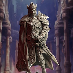 Human Paladin King Unpainted Miniature | 28mm, 32mm,54mm, 75mm, 100mm Scales | Pathfinder Figure | DnD | Figurine unpainted |
