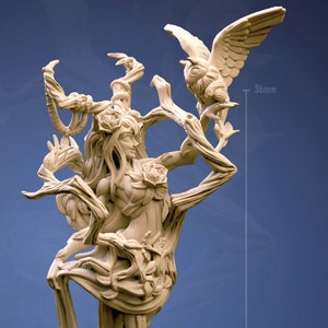Dryad / Female Elf Druid Miniatures D & D| 28mm, 32mm, 54m|75m|100mm Pathfinder | Unpainted Resin 3d printed | Ylthari&#39;s Guardians