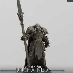 Oathbreaker Paladin, Fighter Polearm Master Spear PC / NPC, DnD 5e Unpainted Mini| 28mm, 32mm,54mm,75mm,100mm Scales | Dungeons & Dragons