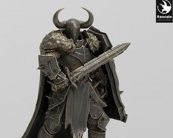 Miniatura de Paladino Quebrador de Juramentos | Guerreiro com Espada e Escudo | Personagem Jogador | Resina (SEM PINTURA)