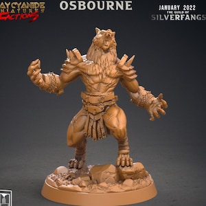 Weerwolfvechter, Wolf Folk, Wolfkind | 28 mm, 32 mm, 75 mm schalen | Harsminiatuur | Kerkers en draken | Figuur voor schilderij | Pathfinder |