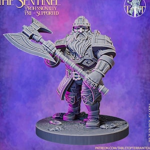 Dwarf Fighter Paladin Great Axe  | Dungeons and Dragons Resin Figure Miniature | 28mm,32mm,75mm Scales | Pathfinder Mini for Painting |
