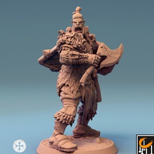 Orc Fighter Barbarian Dual Battle Axes, Half-Orc | Scales: 28mm | 32mm |54mm| 75mm | 100mm  Megaboss | Dungeons& Dragons 5e | Pathfinder |