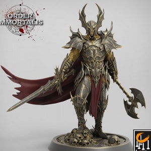 Oathbreaker Paladin, Chaos Knight, Vampire Knight Unpainted Miniature | 28mm, 32mm,75mm Scales | Dungeons and Dragons | Pathfinder |