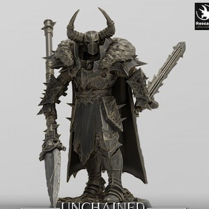 Oathbreaker Paladin, Fighter Battlemaster Sword and Polearm, DnD 5e Unpainted Mini| 28 mm, 32 mm, 54 mm, 75 mm, 100 mm schalen | Kerkers en draken