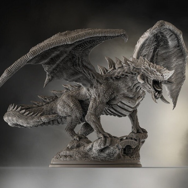 Chromatic Black Dragon (4 sizes) D&D  Miniature |  250mm Long,  200mm Wing Span | Resin Dragon Statue | Figurine | Dungeons and Dragons 5e