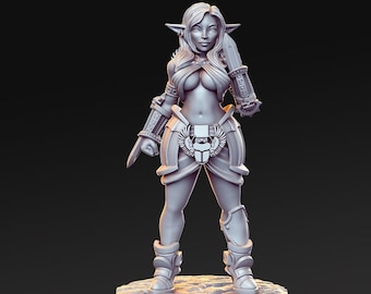 Figura pin-up sexy de una semielfa gladiadora Al-Qadim / 3 tamaños / Escala / Miniatura sin pintar - DnD