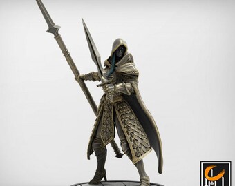High Elf Ranger Fighter speer en zwaard, maan Eladrin ongeverfd | 4 maten/schalen |DnD