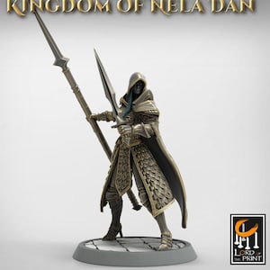 High Elf Ranger Fighter Spear and Sword , Moon Elf,  Eladrin Unpainted  | 28mm, 32mm,54mm,75mm Scales | Dungeons and Dragons | Pathfinder |