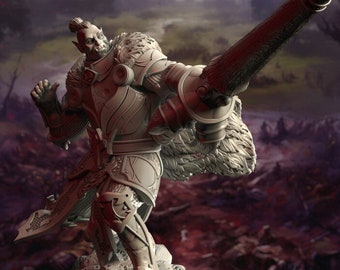 Half-orc Paladin Fighter Cavalier With Lance Miniature Sizes