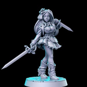 Female Human Young Rogue Assassin Pinup Classic JRPG 28mm,32mm,75mm Scale Miniature Unpainted resin Figurine D&D Tabletop Fantasy Miniature