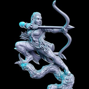 Female Elf Archer Sharpshooter Fighter Ranger | 28mm Scale | 32mm Scale | 75mm Scale | Minis - D&D 5e - Pathfinder Sexy Figurine- RN Estudio