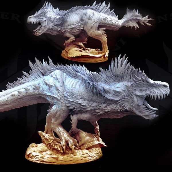 T-Rex  Feathered miniature  | Available in 28mm and 32mm scales 135mm High, 100mm Base|  Dragon Statue | Figurine | Dungeons and Dragons 5e