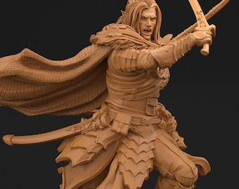 Dark Elf Ranger Miniature | Twin Scimitars Drow PC NPC | DnD Pathfinder UNPAINTED Resin