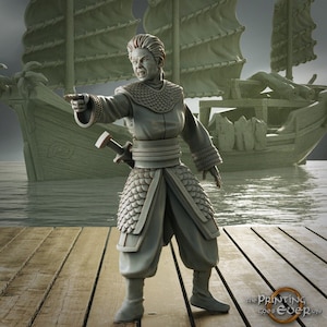 Swashbuckler Pirate Fighter with Sword | Sea encounter | 28mm, 32mm,54mm,75mm,100mm Scales | Player Character D&D 5e Pathfinder Figurine