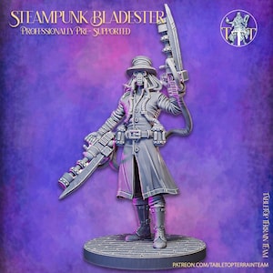 SteamPunk Bladester CyberPunk  | Dungeons and Dragons Resin Figure Miniature | 28mm,32mm,75mm Scales | Pathfinder Mini for Painting |