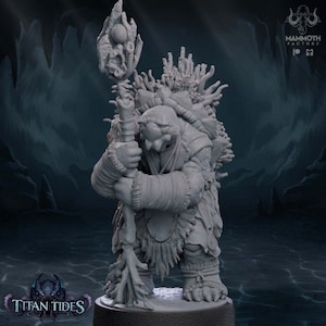 Sea Tortle Druid Cleric Monk PC NPC | 28mm, 32mm,54mm,75mm,100mm Scales | Player Character Mini D&D 5e Pathfinder Figurine | Mammoth Factory