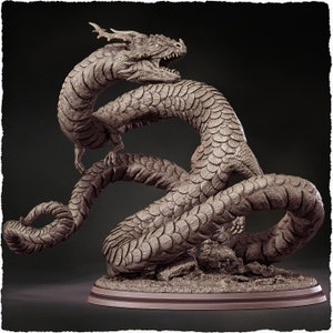Asian Dragon Wingless (4 sizes) D&D  Miniature | 110mm High | Resin Dragon Statue | Figurine | Dungeons and Dragons 5e