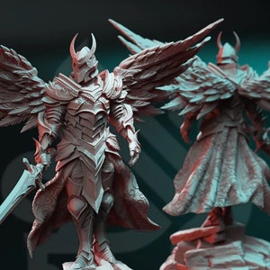 Human Winged Paladin Cleric with Sword | Miniature | 28mm, 32mm, 54mm,75mm, 100mm Scales | Pathfinder Figure | DnD | Figurine unpainted |