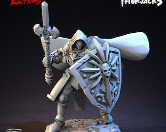 Tarcza i włócznia rycerza chaosu Oathbreaker Paladyna Warforgeda, niepomalowana figurka | Skale 28 mm, 32 mm | DnD