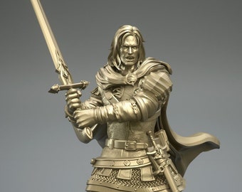 Human Ranger Fighter with Sword | Miniature | 28mm, 32mm, 54mm, 75mm, 100mm Scales | Pathfinder Figure | DnD | Figurine unpainted |