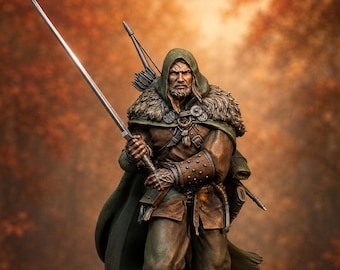 Human Ranger Unpainted Miniature, Torvin Sword Pose, PaintedOrNot Original Resin Mini for DnD 5E