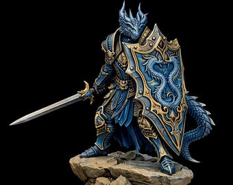 Miniatura Paladyna Dragonborn, Miecz i Tarcza | Malowana lub nieoryginalna, niepomalowana figurka