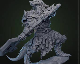 Drachenblut-Kämpfer Miniatur | Streitaxt Krieger | Harz 28 mm 32 mm 54 mm 75 mm 100 mm