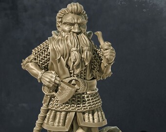 Dwarf Adventurer Miniature | 28mm, 32mm Scale | Pathfinder Figure | DnD | Dwarf with Axe Figurine unpainted |