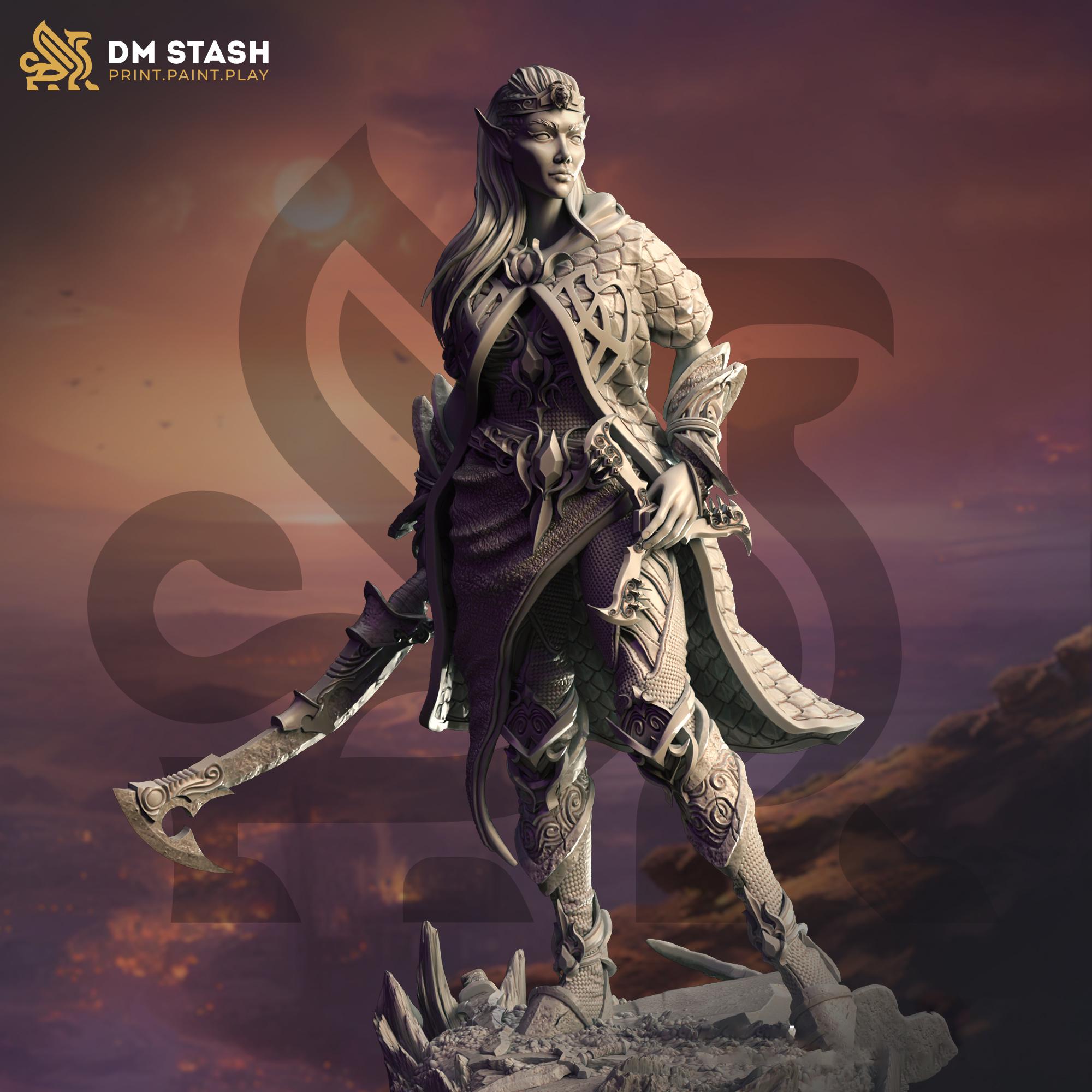 Female Elf Fighter Ranger Paladin | Unpainted Miniature | 4 Sizes ...