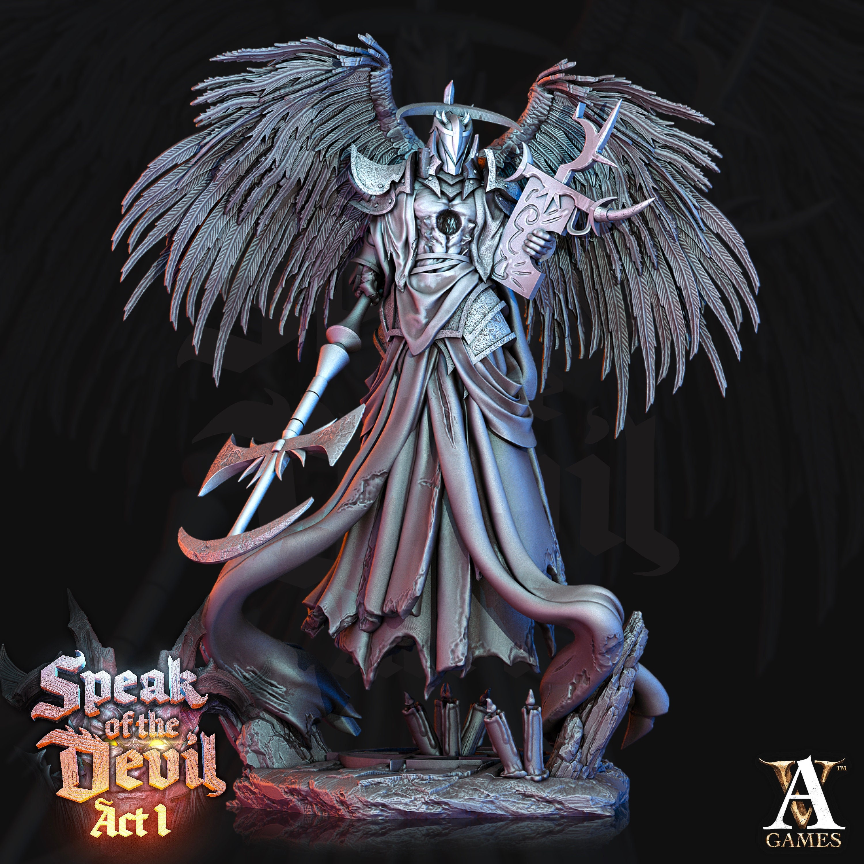 Corrupted Angel Warrior Miniature – Winged Abyssal Champion | 5
