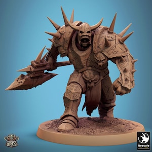 Orc Fighter Barbarian Battle Axe, Half-Orc | Scales: 28mm,32mm ,,54mm,75mm,100mm  Megaboss | Dungeons & Dragons 5e |Pathfinder