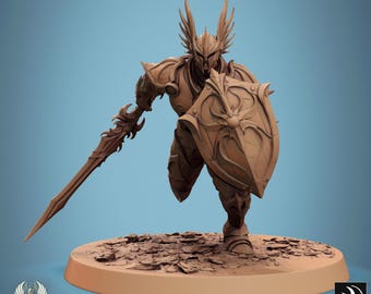 Miniatura de Paladín Humano / Caballero con Espada y Escudo / Figura de Resina sin Pintar para Juegos de Rol