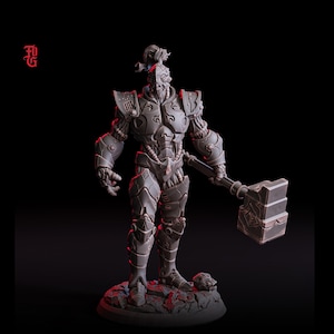 Warforged Paladin, Fighter, Battle Hammer Miniature | 5 Sizes /Scale | D&D Pathfinder |Flesh of Gods