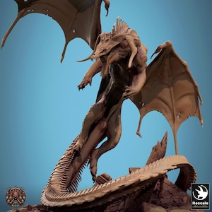 Chromatic Black Dragon (4 sizes) D&D Miniature | 200mm Wing Span, 183mm Height | Resin Figure Dungeons and Dragons 5e Pathfinder |Great gift