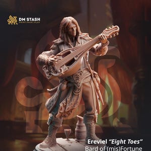 Male Bard Elf, Half-Elf,  Eladrin Unpainted Miniature D&D | 28mm, 32mm,54mm,75mm, 100mm Scales | Dungeons and Dragons  5E | DM Stash