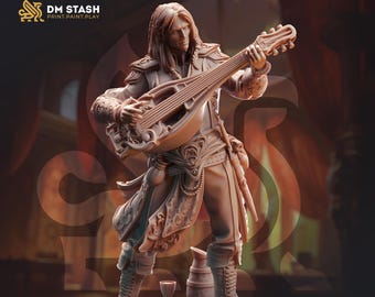 Male Bard Miniature | Elf Half-Elf | Resin RPG Figure