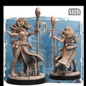 Human Female Wizard, Warlock, Sorcerer PC NPC | 28mm, 32mm,54mm, 75mm, 100mm Scale Resin Miniature | Dungeons and Dragons |