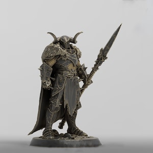 Oathbreaker Paladin, Fighter,Soldier Polemaster Spear, DnD Unpainted Miniature| 28mm, 32mm,54mm,75mm,100mm Scales | Dungeons & Dragons