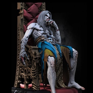 Vampire Lord Strahd on throne D&D 5e Unpainted Miniature| 28mm,32mm,54mm,75mm,100mm Scales | Pathfinder Figure | RPG | Figurine unpainted |