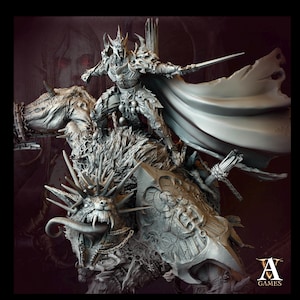 Vampire Lord on Gargantuan Vampiric Beast (3 size options) | 100mm base. 180mm tall to top of rider Head | Dungeons and Dragons |D&D 5e Gift