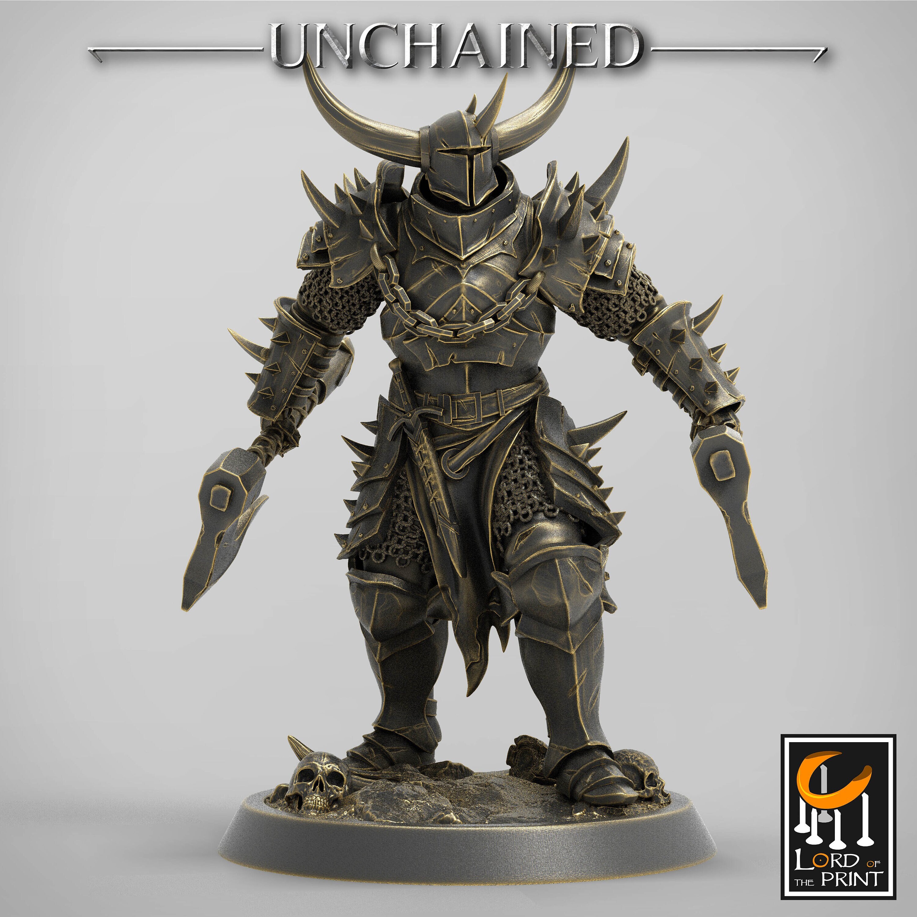 Combattant à double hache, soldat léger, paladin briseur de serment, miniature non peinte| Échelles de 28 mm, 32 mm, 54 mm, 75 mm, 100 mm | Donjons & Dragons Pathfinder