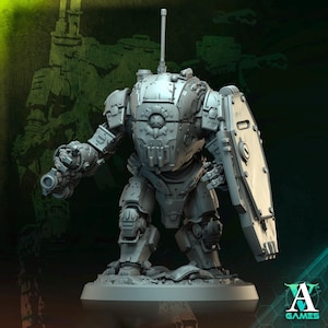 Sci-Fi Heavy Terminator Battle Mech Unpainted Resin | 40mm, 50mm, 65mm 80mm BASE SIZES | Argo Bulwark Morior Invictus | Archvillain Games